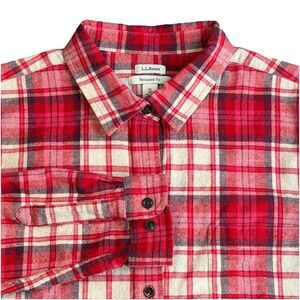L.L. Bean Relaxed Fit Plaid Flannel Shirt Long Sleeve Red Sri Lanka‎ Men’s XL